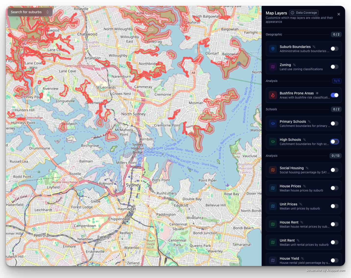 Bushfire prone areas analysis