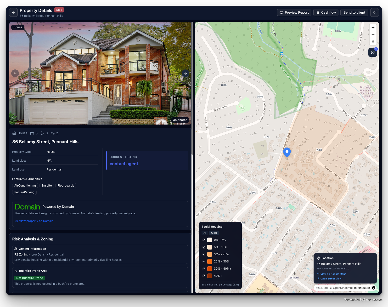 Property analysis view